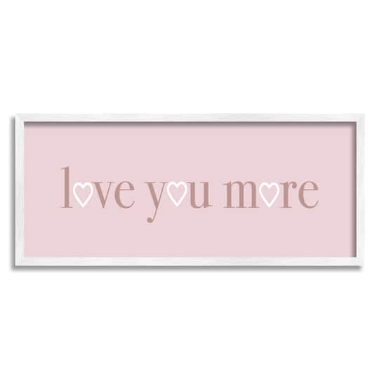 Stupell Industries Soft Pink Love You More Phrase Heart Shapes in Frame Wall Art